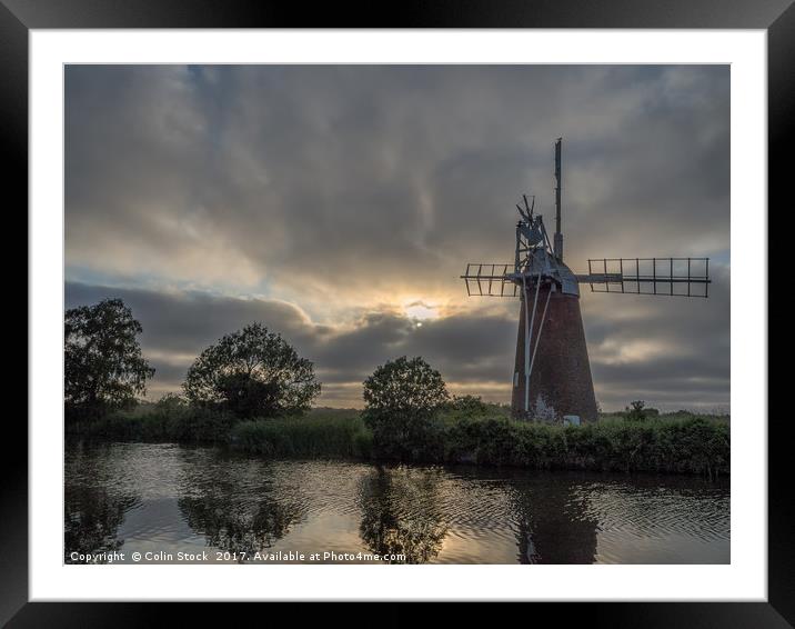 Sunset at Turf Fen Mill Framed Mounted Print by Colin Stock