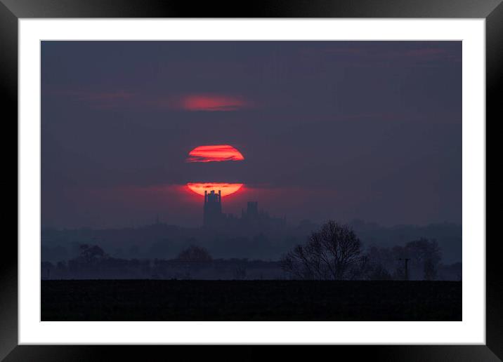 Sunrise behind Ely Cathedral, 28th April 2021 Framed Mounted Print by Andrew Sharpe