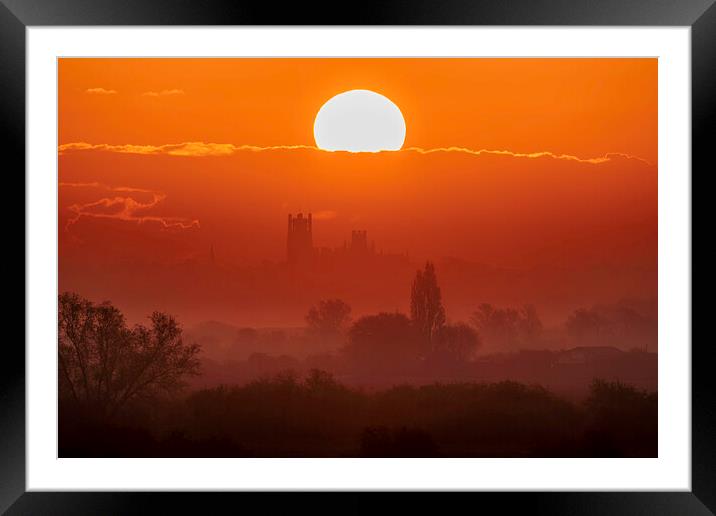 Dawn behind Ely Cathedral, 2nd May 2021 Framed Mounted Print by Andrew Sharpe