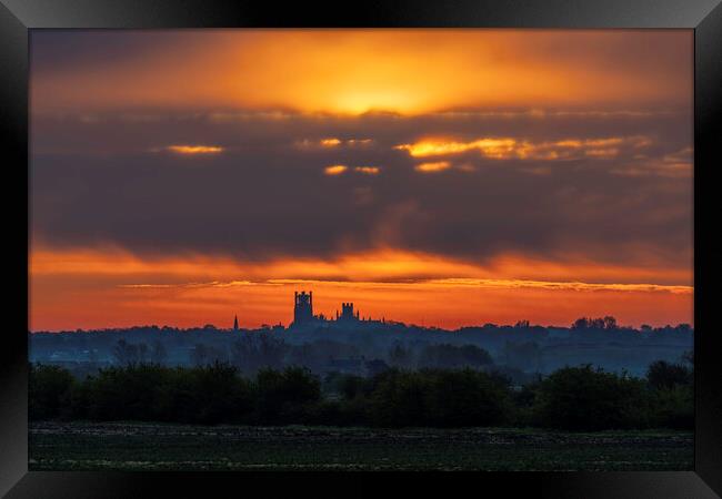 Sunrise behind Ely Cathedral, 6th May 2021 Framed Print by Andrew Sharpe