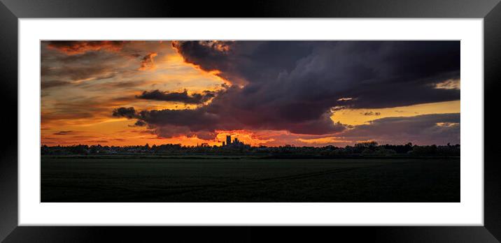 Sunset behind Ely Cathedral, 17th May 2021 Framed Mounted Print by Andrew Sharpe