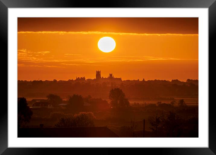 Sunrise over Ely Cathedral, 18th May 2021 Framed Mounted Print by Andrew Sharpe