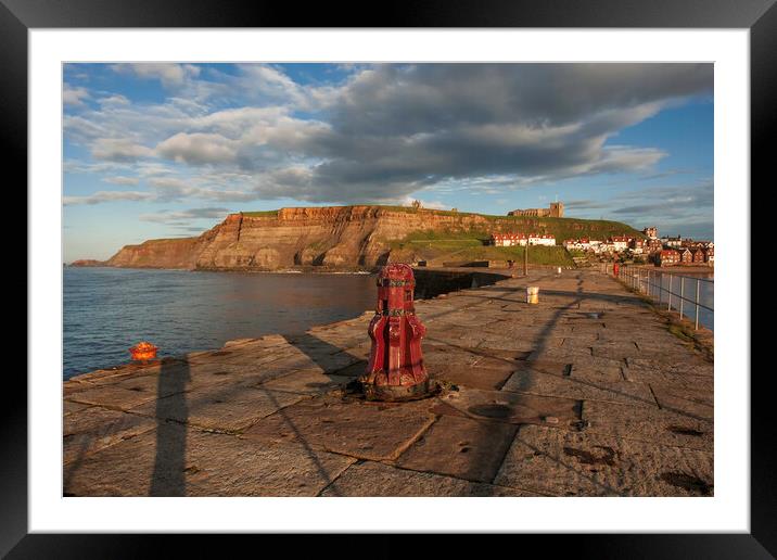 Whitby Piers Framed Mounted Print by Andrew Sharpe