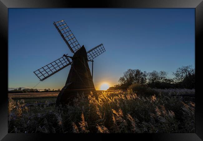 Sunset over Wicken Fen, 28th October 2018 Framed Print by Andrew Sharpe