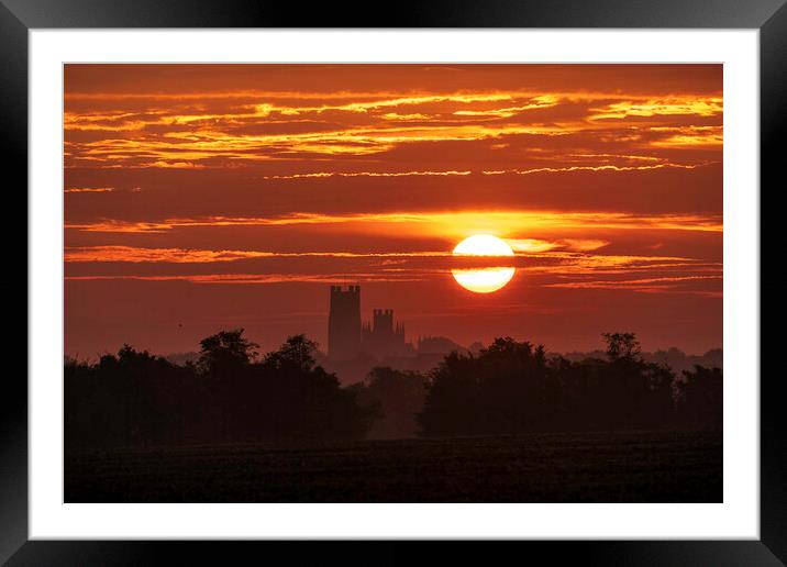 Sunrise over Ely Cathedral, 16th September 2021 Framed Mounted Print by Andrew Sharpe