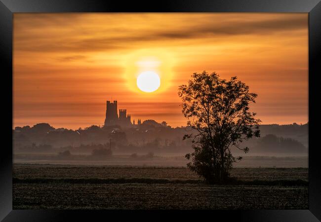 Daybreak over Ely, 21st September 2021 Framed Print by Andrew Sharpe