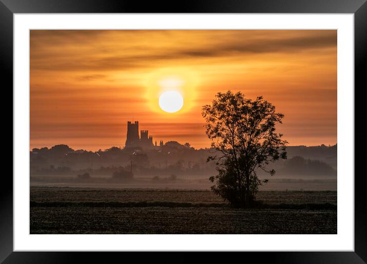 Daybreak over Ely, 21st September 2021 Framed Mounted Print by Andrew Sharpe