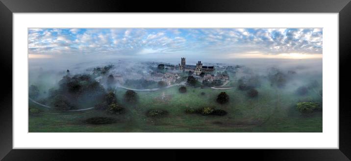 Misty start to the day over Ely Framed Mounted Print by Andrew Sharpe
