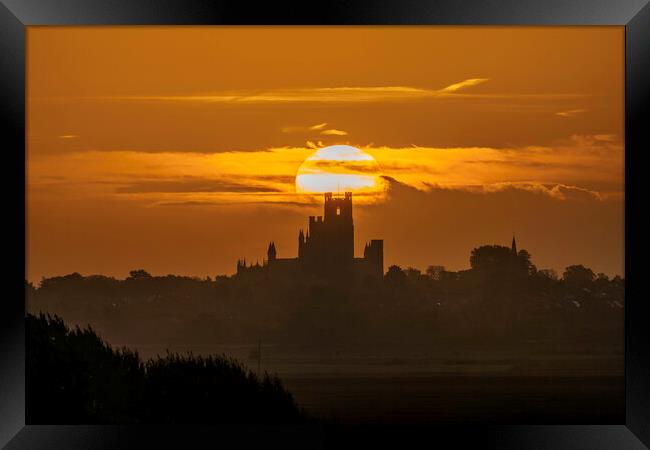 Sunrise behind Ely Cathedral, 25th October 2021 Framed Print by Andrew Sharpe
