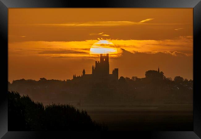 Sunrise behind Ely Cathedral, 25th October 2021 Framed Print by Andrew Sharpe