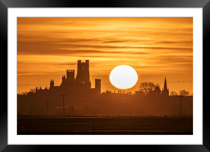 Dawn over Ely, 5th February 2022 Framed Mounted Print by Andrew Sharpe