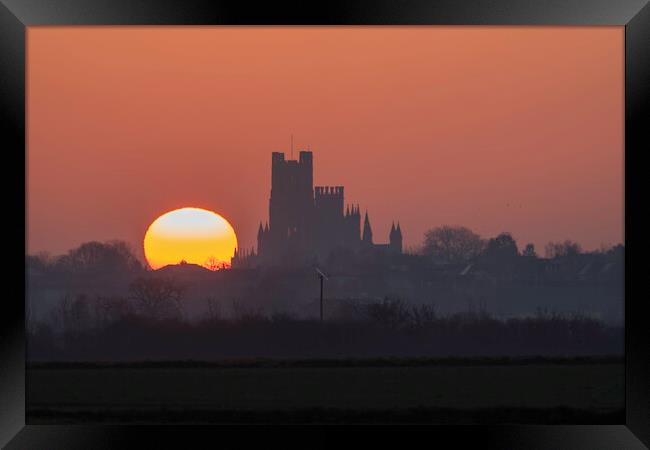 Dawn behind Ely Cathedral, 19th March 2022 Framed Print by Andrew Sharpe