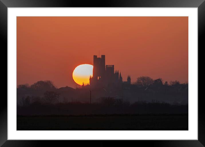 Dawn behind Ely Cathedral, 19th March 2022 Framed Mounted Print by Andrew Sharpe