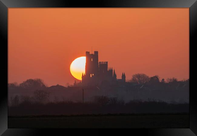 Dawn behind Ely Cathedral, 19th March 2022 Framed Print by Andrew Sharpe