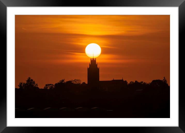 Sunset behind St Andrew's Church, Sutton-in-the-Isle, Cambs Framed Mounted Print by Andrew Sharpe