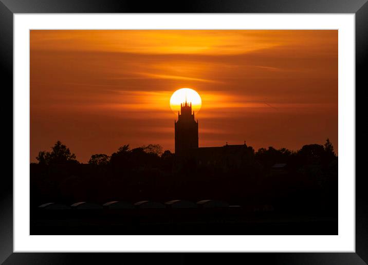 Sunset behind St Andrew's Church, Sutton-in-the-Isle, Cambs Framed Mounted Print by Andrew Sharpe