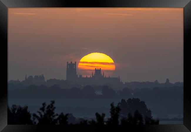 Sunrise behind Ely Cathedral, 14th May 2022 Framed Print by Andrew Sharpe