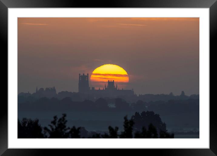 Sunrise behind Ely Cathedral, 14th May 2022 Framed Mounted Print by Andrew Sharpe