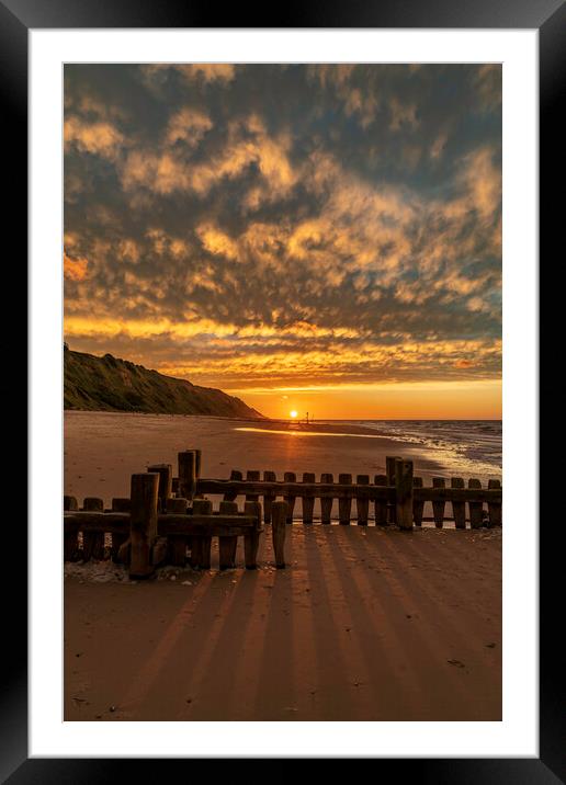 Sunset over Mundesley, Norfolk, 19th June 2022 Framed Mounted Print by Andrew Sharpe