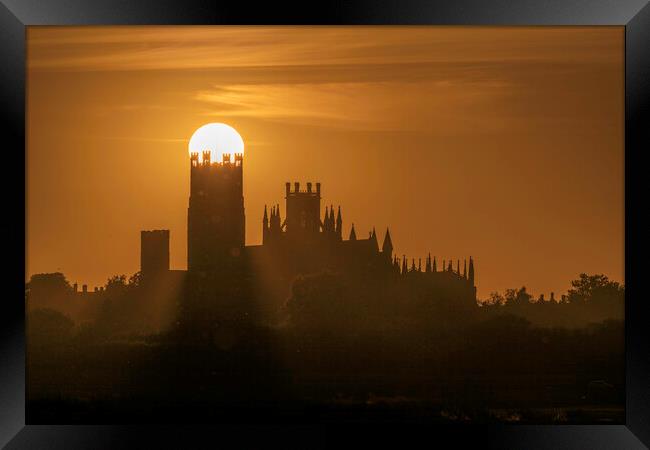 Sunset behind Ely Cathedral, 13th July 2022 Framed Print by Andrew Sharpe
