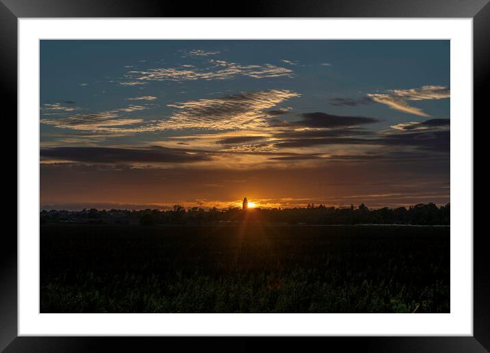 Sunset behind St Andrew's church, Sutton-in-the-Isle, Cambridges Framed Mounted Print by Andrew Sharpe