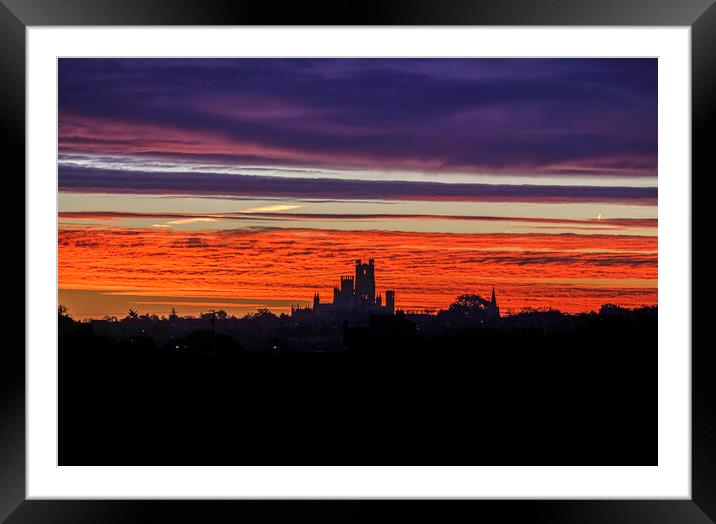 Dawn behind Ely Cathedral, 5th November 2022 Framed Mounted Print by Andrew Sharpe