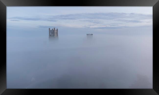 Misty dawn over Ely, 3rd September 2023 Framed Print by Andrew Sharpe