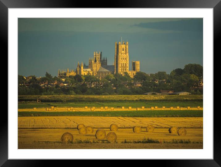 Glowing Ely Cathedral at Harvest Time Framed Mounted Print by Andrew Sharpe