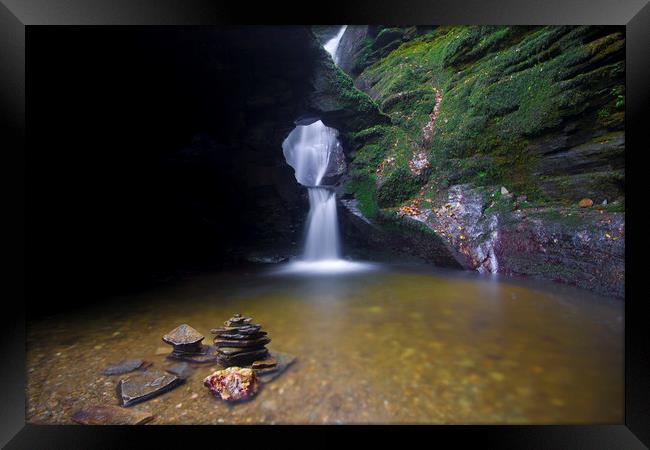 St Nectan's Kieve and waterfall Framed Print by Andrew Sharpe