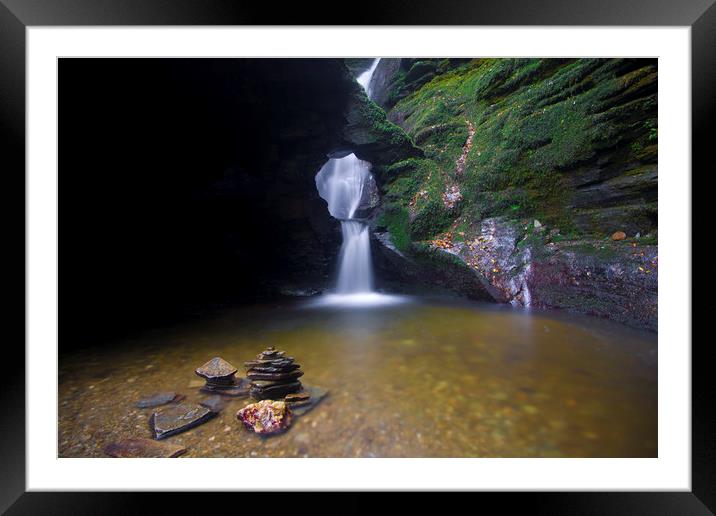 St Nectan's Kieve and waterfall Framed Mounted Print by Andrew Sharpe