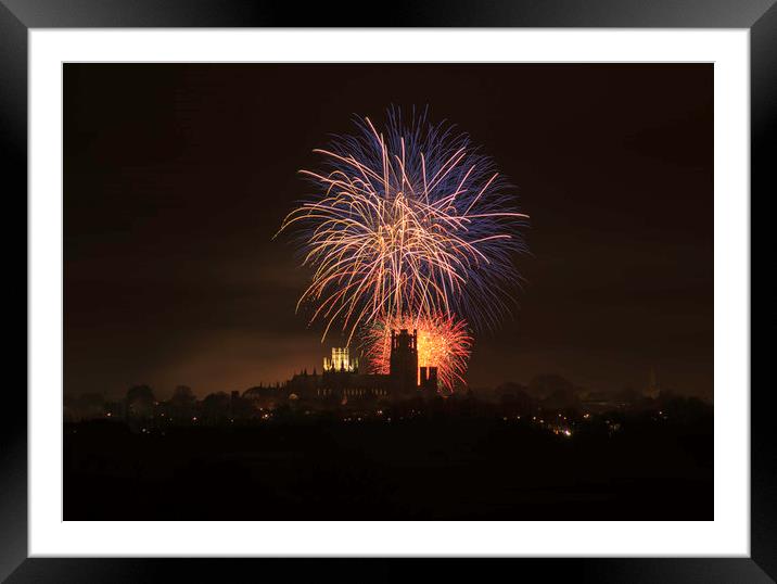 Ely Firework Display, Cambridgeshire Framed Mounted Print by Andrew Sharpe