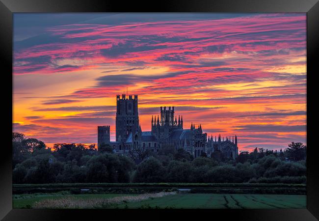 Sunset over Ely Cathedral Framed Print by Andrew Sharpe