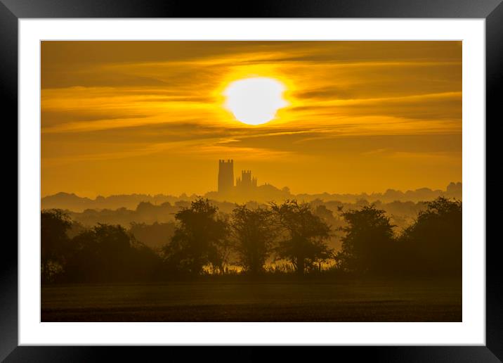 Sunrise over Ely Cathedral, 11th September 2016 Framed Mounted Print by Andrew Sharpe