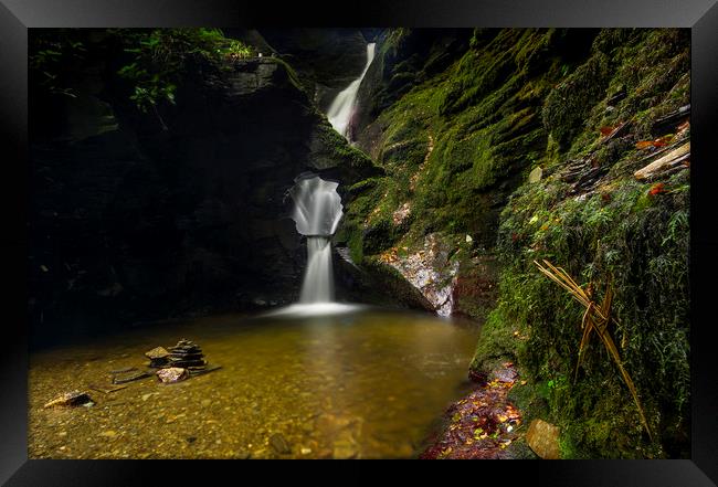 St Nectan's Kieve and waterfall Framed Print by Andrew Sharpe