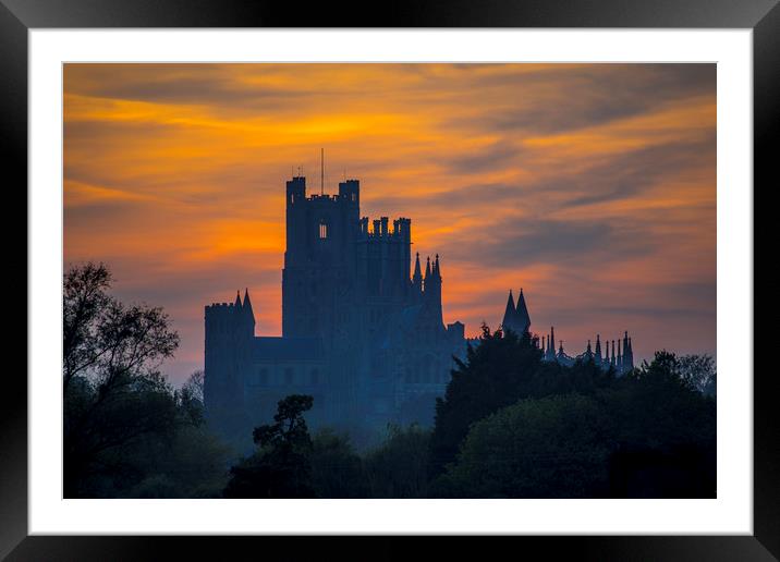 Ely Cathedral, at sunset Framed Mounted Print by Andrew Sharpe