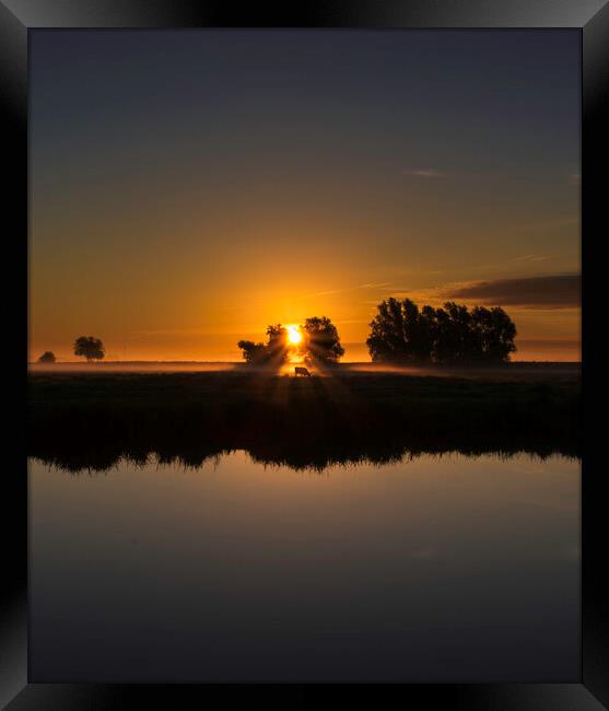 Dawn over the fens, Ely, Cambridgeshire Framed Print by Andrew Sharpe