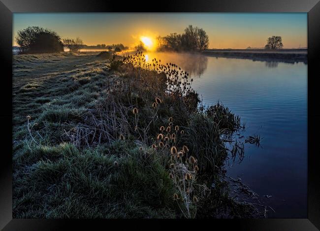 Dawn over the River Great Ouse, Ely, 10th April 2016 Framed Print by Andrew Sharpe