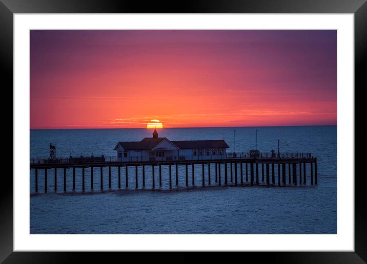 Dawn breaks over Southwold Pier, 5th June 2017 Framed Mounted Print by Andrew Sharpe