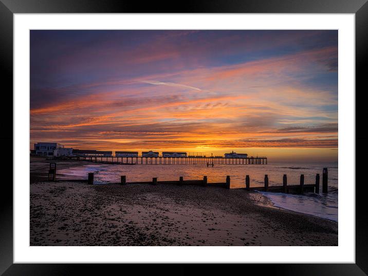 Dawn over Southwold Pier, 10th June 2017 Framed Mounted Print by Andrew Sharpe