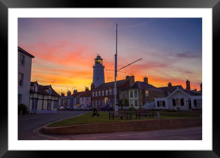Sunset behind Southwold lighthouse, 3rd June 2017 Framed Mounted Print by Andrew Sharpe