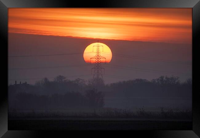 Fenland sunrise, 30th December 2020 Framed Print by Andrew Sharpe