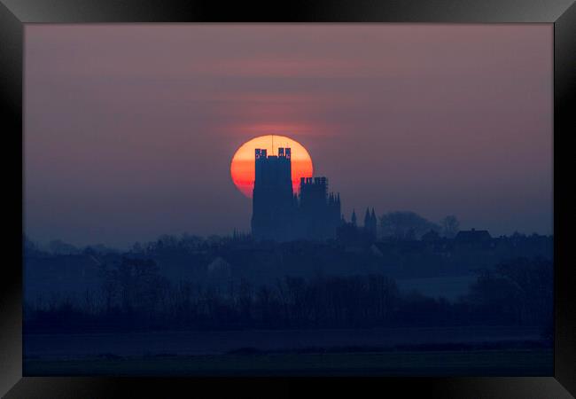 Sunrise behind Ely Cathedral, 23rd March 2021 Framed Print by Andrew Sharpe