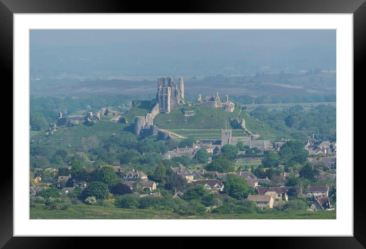 Corfe Castle Framed Mounted Print by Andrew Sharpe