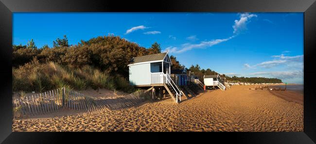 Beach-huts on Wells-next-the-Sea beach, North Norfolk coast Framed Print by Andrew Sharpe