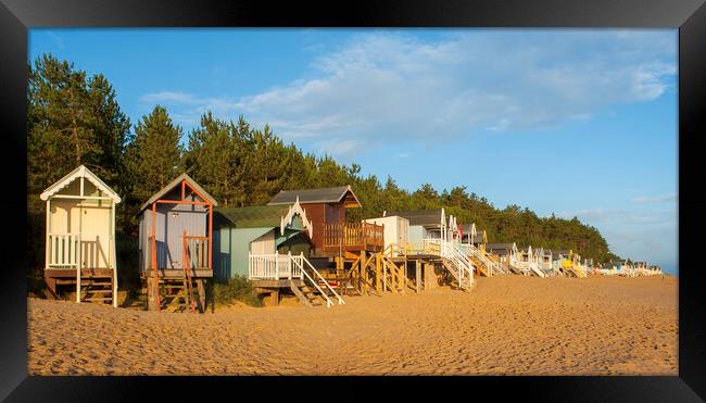 Beach-huts on Wells-next-the-Sea beach Framed Print by Andrew Sharpe