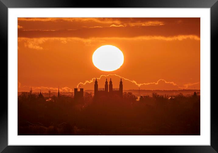 Sunrise behind King's College Chapel, Cambridge, 11th April 2021 Framed Mounted Print by Andrew Sharpe