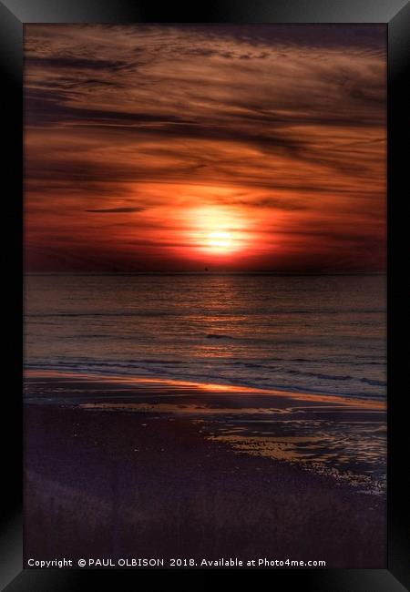 Red sunset Framed Print by PAUL OLBISON