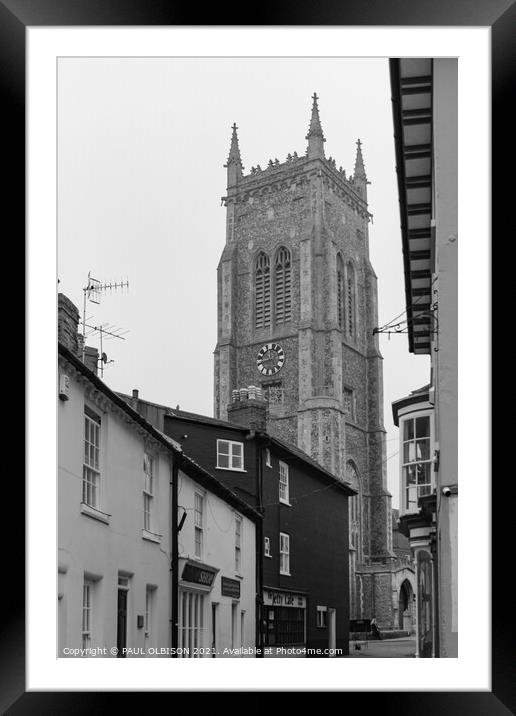 Cromer church and narrow street Framed Mounted Print by PAUL OLBISON