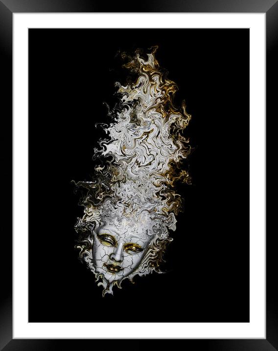 The fractured mask Framed Mounted Print by Julia Watkins