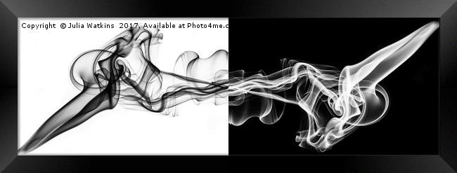 Smoke abstract in Black and White  Framed Print by Julia Watkins